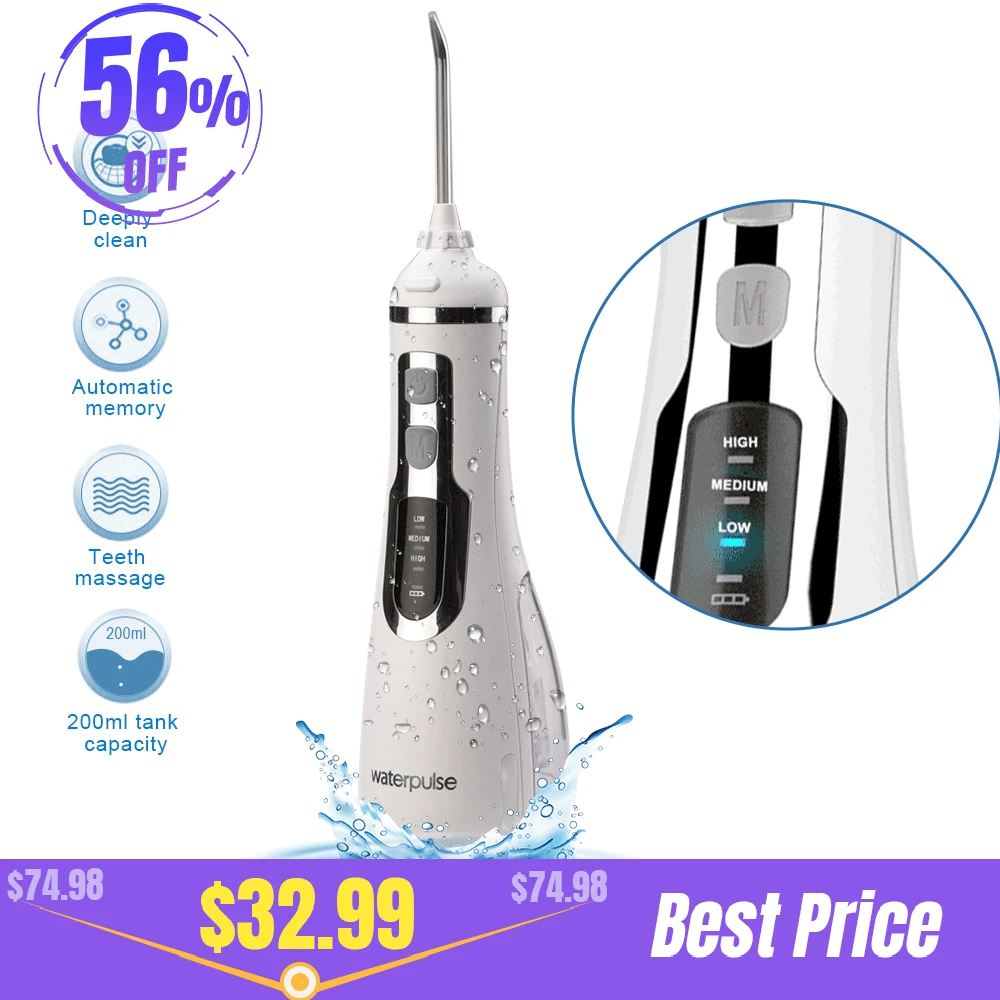 Waterpulse V500 Cordless Oral Irrigator Portable Irrigators Water Flosser Travel Massage Clean Flossing Dental huismerk kopen in de aanbieding Waterpulse V500 Cordless Oral Irrigator Portable Irrigators Water Flosser Travel Massage Clean Flossing Dental huismerk kopen in de aanbieding