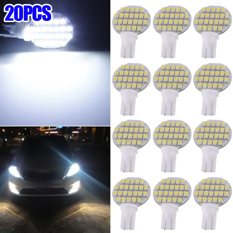 

20Pcs Car T10-3528-24SMD LED Light Bulbs 12V Super Bright 4.8W T10 921 White RV Interior Lamp CSL2017