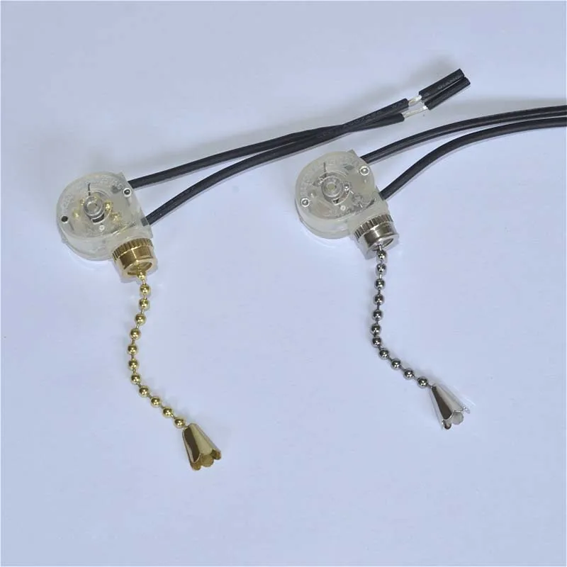 250V DIY Light Accessories 3A Zipper Switch Gold/Chrome Pull Switch Wall/Table/Floor Lamp