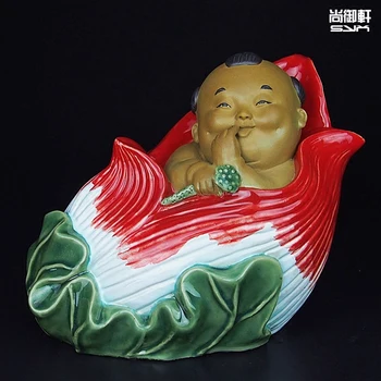 

Master of fine arts and crafts Shiwan doll lotus Takako figure ceramic ornaments wedding celebration ceremony items