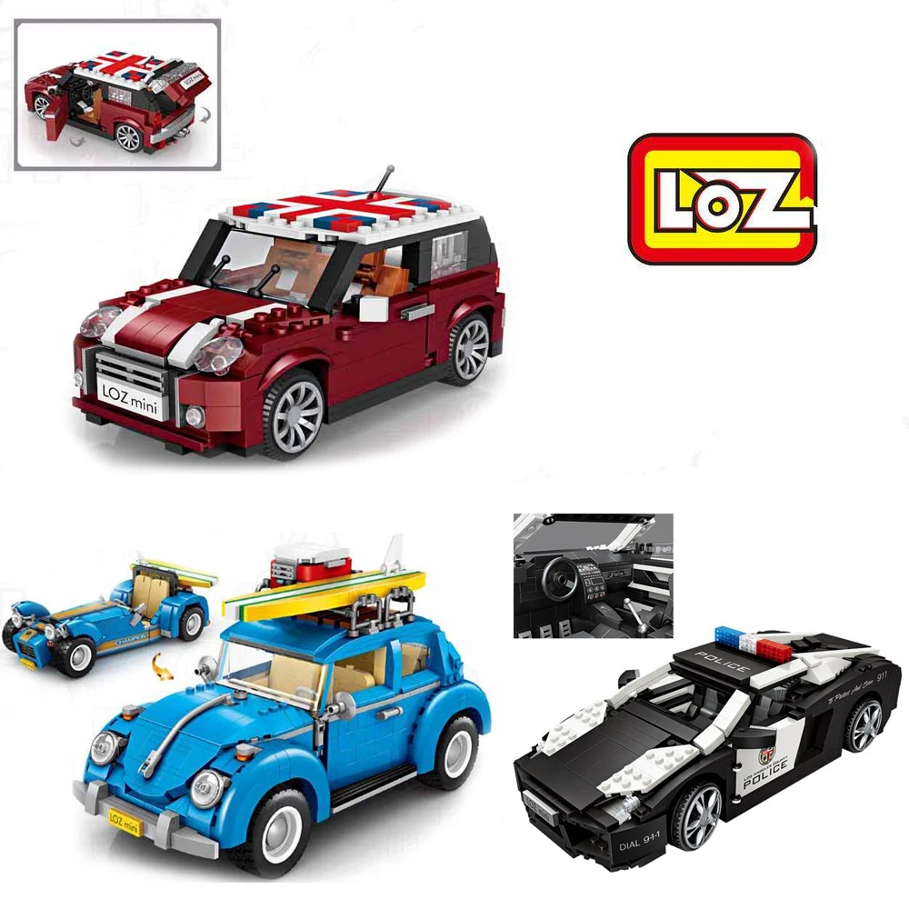 

2018 new LOZ Car Model 2-in-1 Blue Volkswagen Beetle Caterham Vehicle DIY Mini Blocks Brick Diamond Nano Building Kids Toy Gift