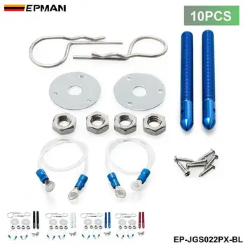 

EPMAN Sport 10Pcs/Lot Universal Racing Car-styling Sport Pin Hood Kit With Lanyards For Ford Mustang Cobra V8 TK-JGS022PX(10PCS)