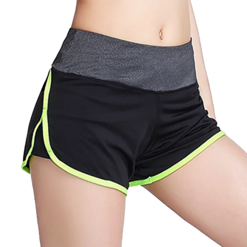 Casual Contrast Elastic Waist Correndo Short Pants Fast Drying