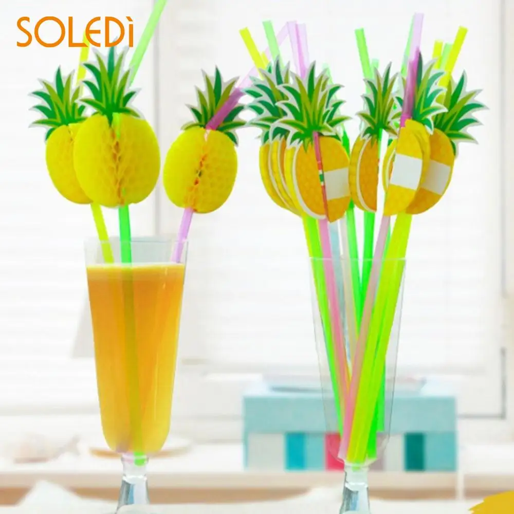

Creative Sucker Drinking Straw Pineapple Straw Environmental Disposable 15pcs Paper 3D Drinks Decorate Wedding Kitchen
