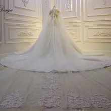 Аманда дизайн роскошная кружевная Апликация блестящая длинная вуаль