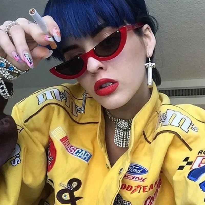 

Small Size Half Frame Cat Eye Sunglasses Women 2018 Brand Designer Sun Glasses Vintage Black Red Oculos De Sol Feminino