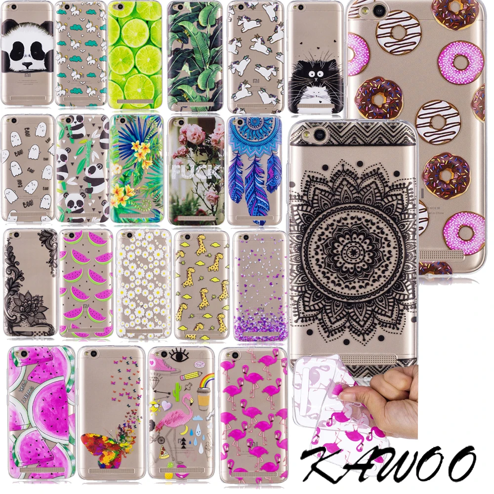 

Ultra Thin Patterned Clear Silicone Case For Xiaomi Redmi 4X 5 Plus 4A 5A Capa Transparent Soft Case For Redmi 5 Note 4X Coque
