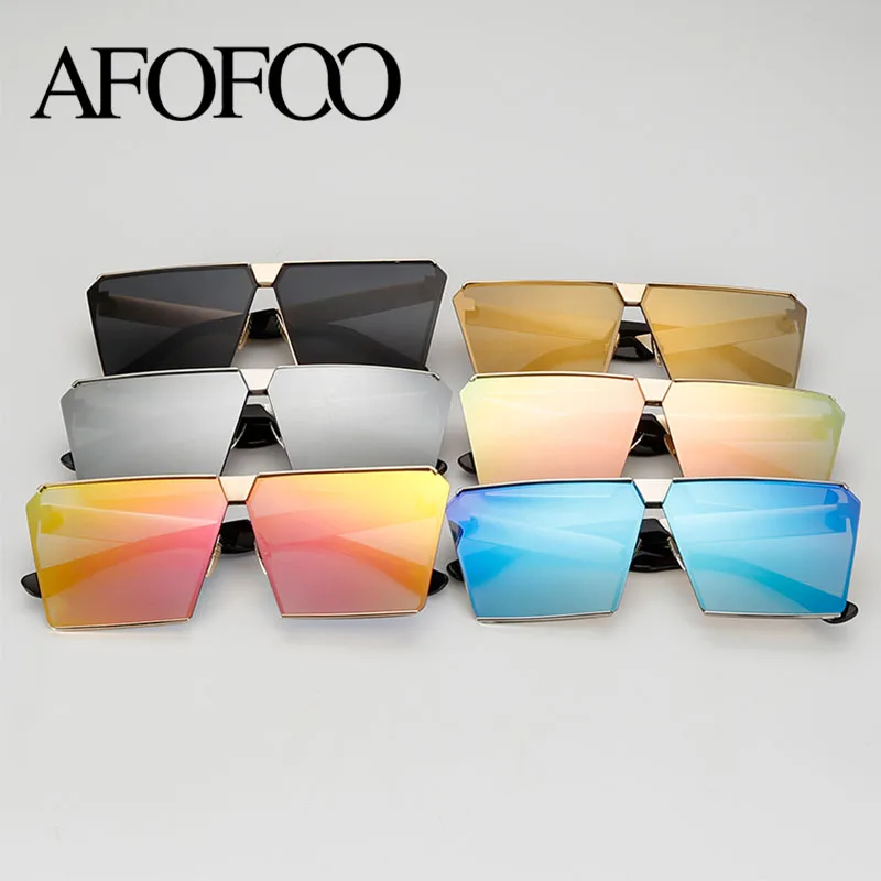 Модные большие солнцезащитные очки AFOFOO с металлической оправой квадратные