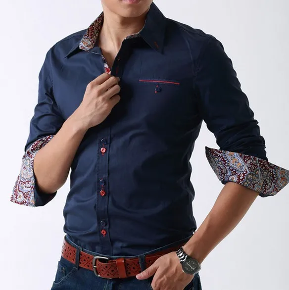 2017 новое поступление мужские рубашки Роскошные брендовые модные с длинным рука