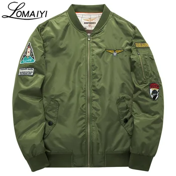 

LOMAIYI 6XL Male Female Bomber Jacket Men Air Force Coat 2017 Spring Military Men's Windbreaker Pilot Baseball Jackets,BM003