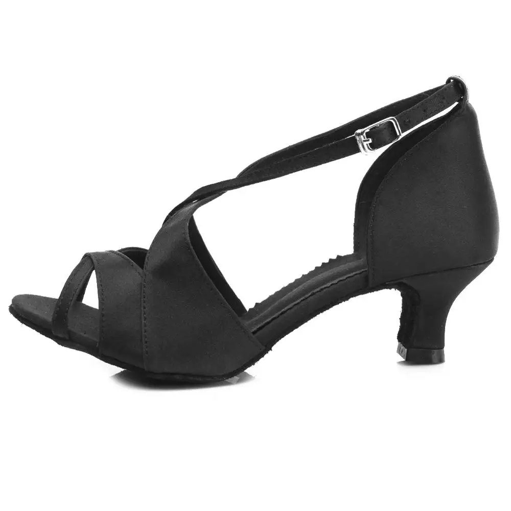 Туфли для латинских танцев на высоком каблуке из ткани, расшитой блестками; туфли на высоком каблуке 7 см/5 см Сальса Танго, латина Обувь для танцев Для женщин TY-B62 - Цвет: Heel 5cm Black