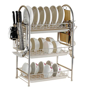 

Dish Rack Drain Stainless Steel Kitchen Rack Dish Storage Household Dishwashing Dry Bowl Plate Shelf