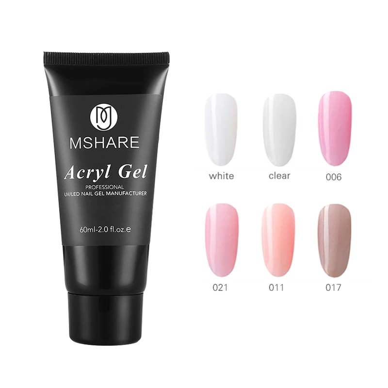 MSHARE 60ml Polygel Nails Acrylgel Poly Acryl Nail Extension Quick Building UV Builder Gel Tips Slip Solution Liquid Brush Set