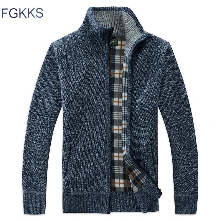 FGKKS الرجال عارضة سترة معاطف الشتاء أزياء العلامة التجارية رجل سترة عالية طوق جيوب حك أبلى معطف سترة الذكور