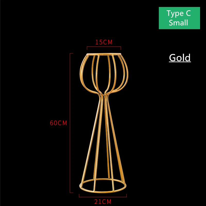 Железная Цветочная подставка, ваза, свадебные реквизиты, кованый искусственный цветочный стол, Центральные элементы, дорога, цветочный шар, ваза, золото, белый цвет, 4 шт - Цвет: C  small gold