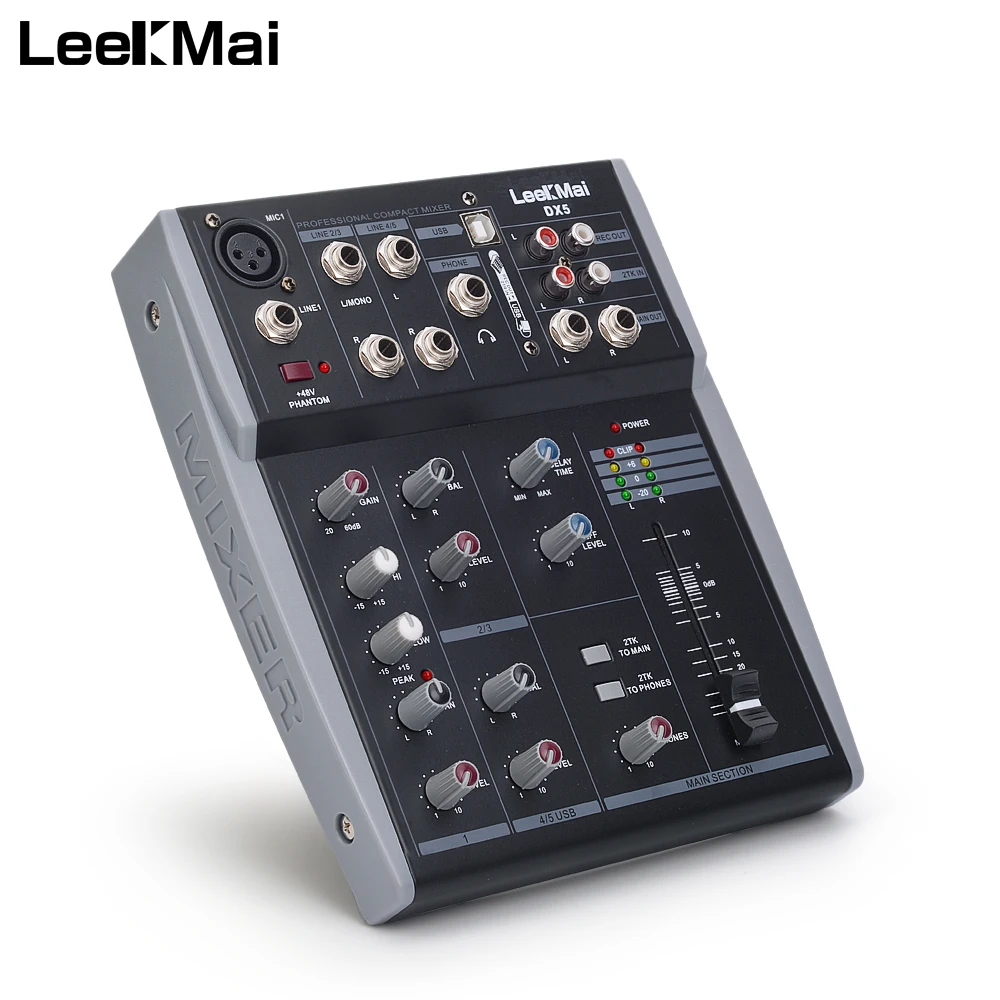 DX5 5 Channels USB Audio Sound Mixer Professional Portable