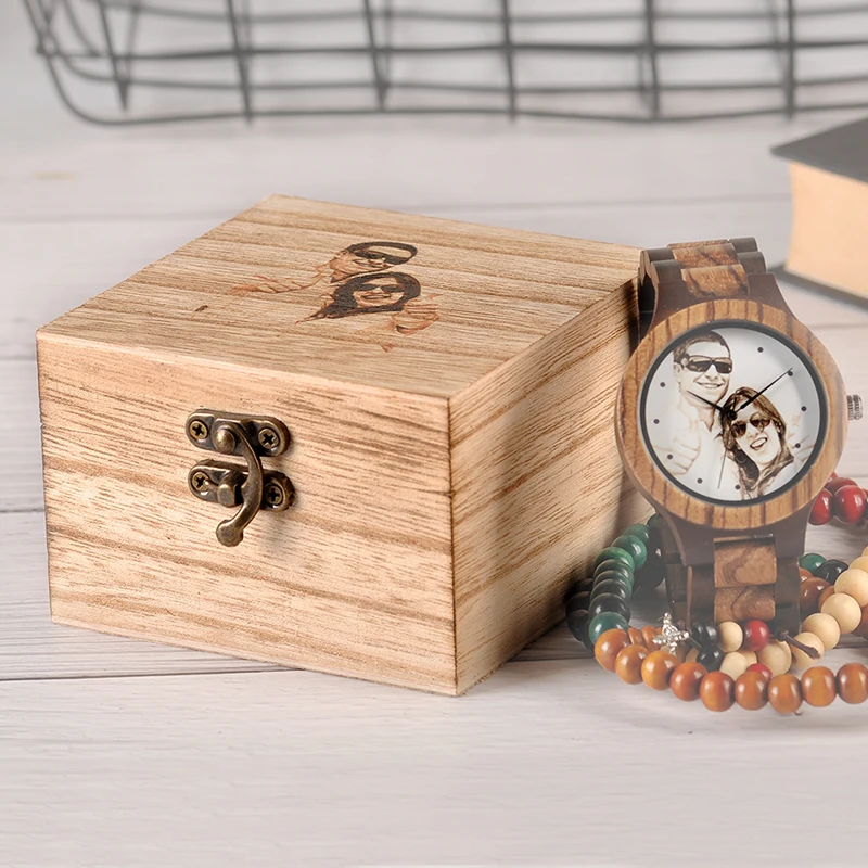 Custom LOGO Printing Your Own Photo Men Watch Unique Bamboo Wood Wristwatch Anniversary Christmas Gift For Lovers and Families 6