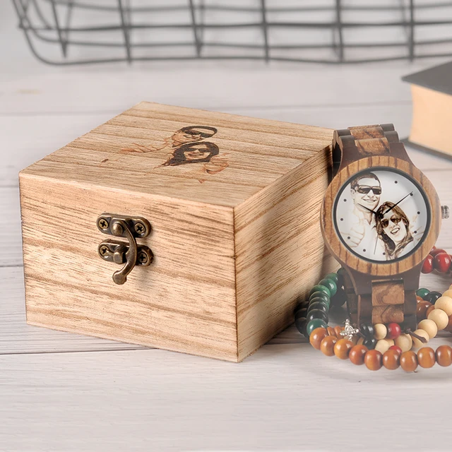 Custom LOGO Printing Your Own Photo Men Watch Unique Bamboo Wood Wristwatch Creative Gift For Lovers or Families