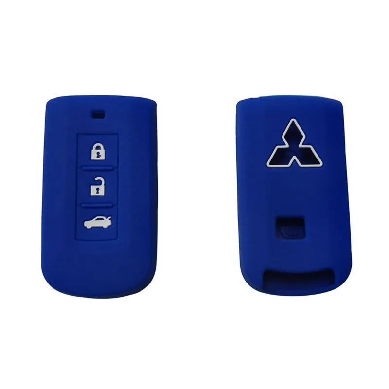 ZAD силиконовый для ключа автомобиля чехол для MITSUBISHI OUTLANDER 3 ASX colt Lancer 10 EX Grandis Pajero sport дистанционный чехол для защиты ключей - Название цвета: Синий