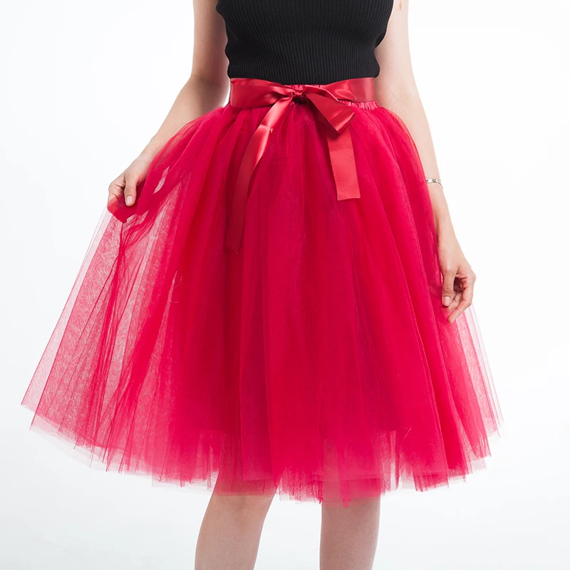 Summer 5 layer 65cm Fashion Midi Mesh Fluffy Soft Tulle Tutu Skirt Pettiskirt  26 colors Skirt Mother Daughter Skirts