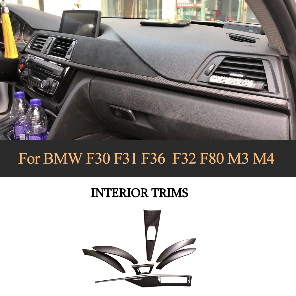 

Dashboard Trim For BMW F30 F32 F36 3 4 Series 320i 328d 328i 420i 428i 435i 440i 7pcs Dry Carbon Fiber Dashboard strip