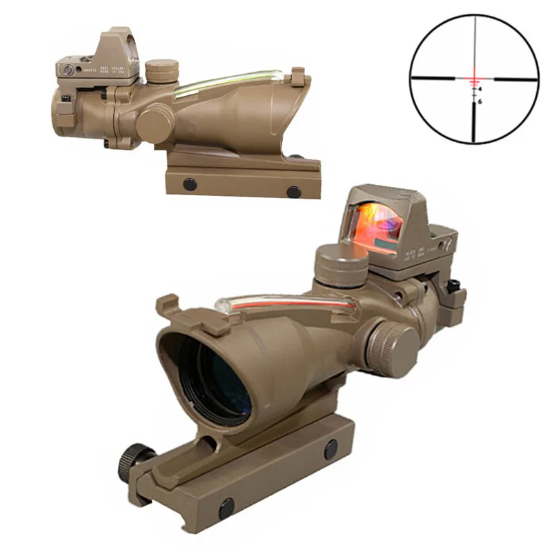 

FIRECLUB Hunterking 4X32 AT Real Fiber Source Red Illuminated Sight Scope w/ RMR Micro Red Dot or Green Dot