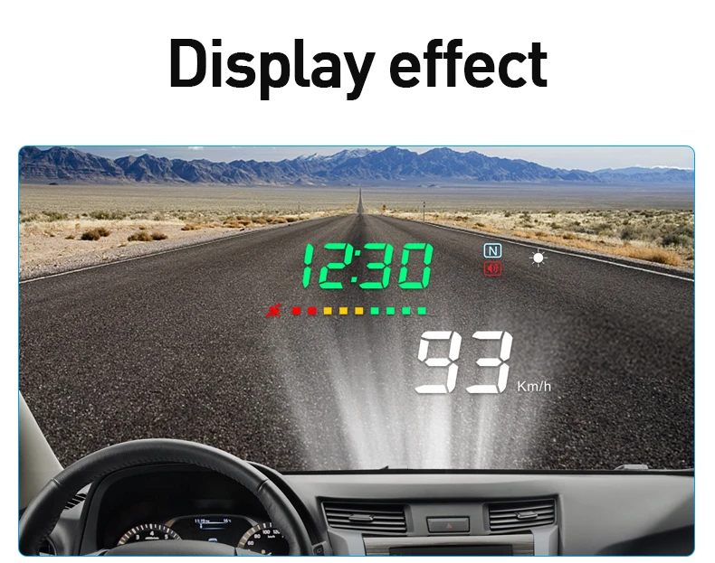 A3 Car HUD Head Up Display Overspeed Warning System Projector Windshield Auto Electronic Voltage Alarm Altitude,Time,Mileage