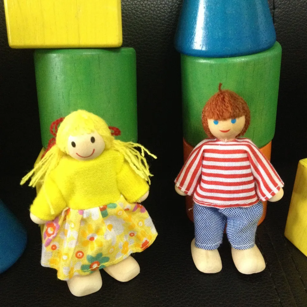 Классические деревянные игрушки, куклы, семейный набор, 6 шт. в наборе, ролевые игры для детей 3 и более лет, Детская марионетка, фигурные игрушки