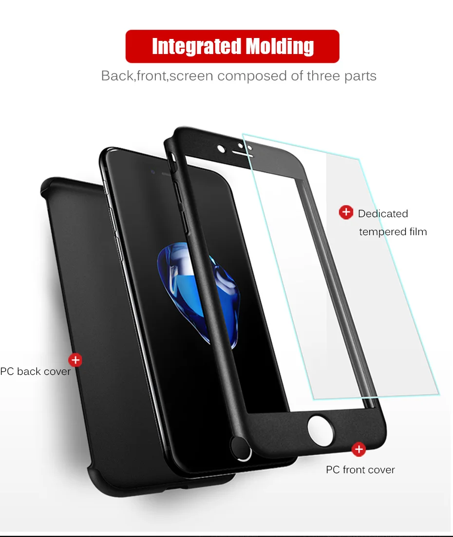 MOUSEMI Matte Hard Case For iPhone 7 6 8 Plus Cover Full Protection 360 Shockproof Tempered Glass For iPhone X Protective Case (3)