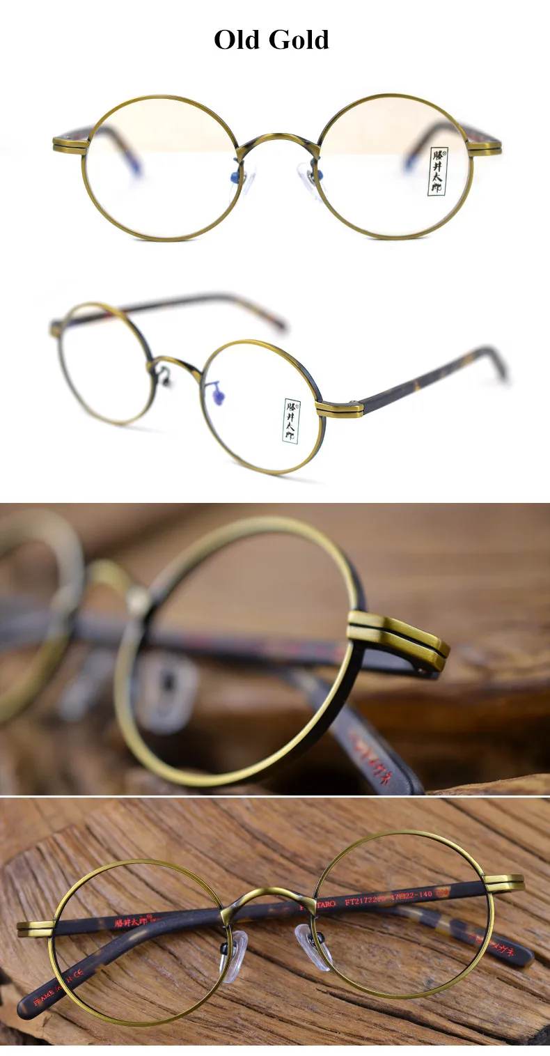 Новый раунд Винтаж Сплав Мужские очки в оправе из металла золото полный оправы для очков Prescriptio очки с прозрачными линзами для Для женщин