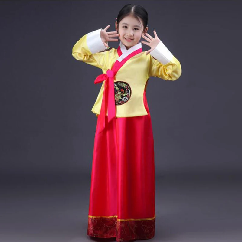 Южнокорейский девочек традиционное китайское Суд костюм "ханбок" Национальный меньшинств Танцы одежда