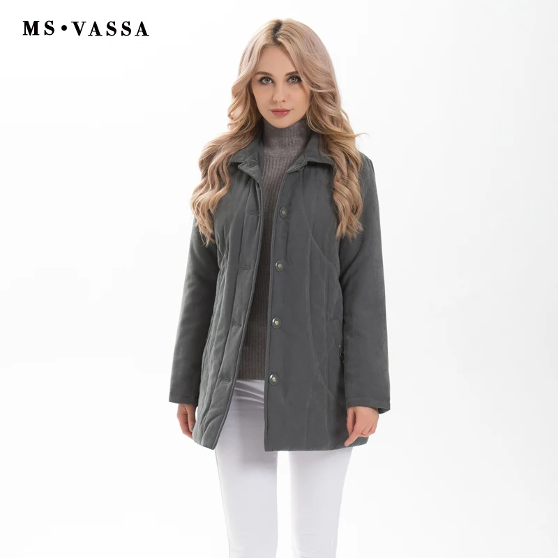 MS VASSA Высокое качество для женщин мужские парки низкая цена распродажа осень зима классические женские куртки микро мох обивка пальт