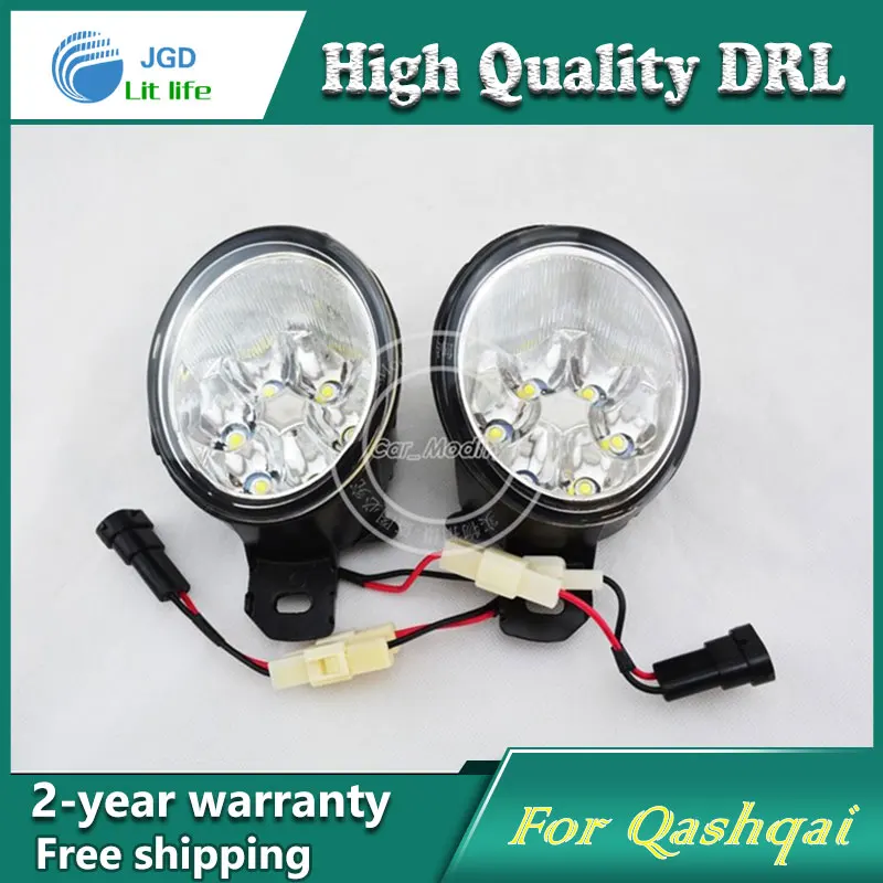 

Free shipping !12V 6000k LED DRL Daytime running light case for Nissan Qashqai 2008-2013 fog lamp frame Fog light Car styling