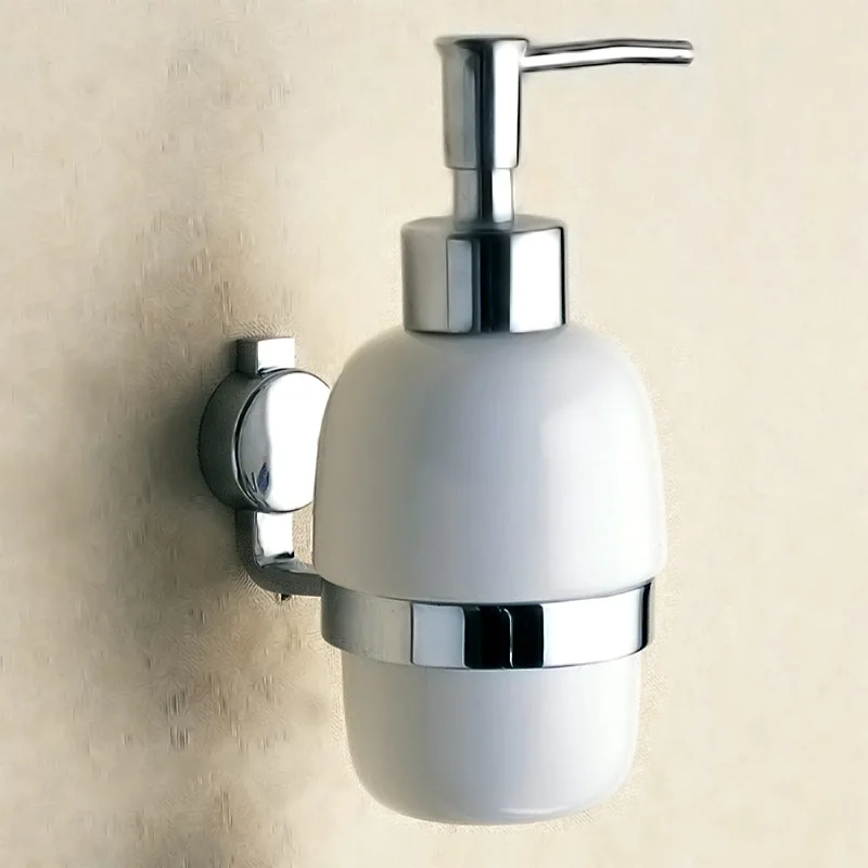 Billig Flüssigseifenspender Wand Montiert Messing Waschmittel Shampoo Dusche Handwäsche Keramik Flasche Pumpe Halter Chrom Badzubehör