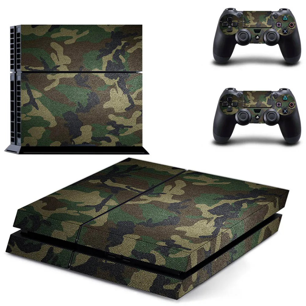 Camouflage Plastic Vinyl Skin Sticker For Sony Ps 4 Console with 2 Controllers Cover For PS4 Gamepad Joypad Decal 