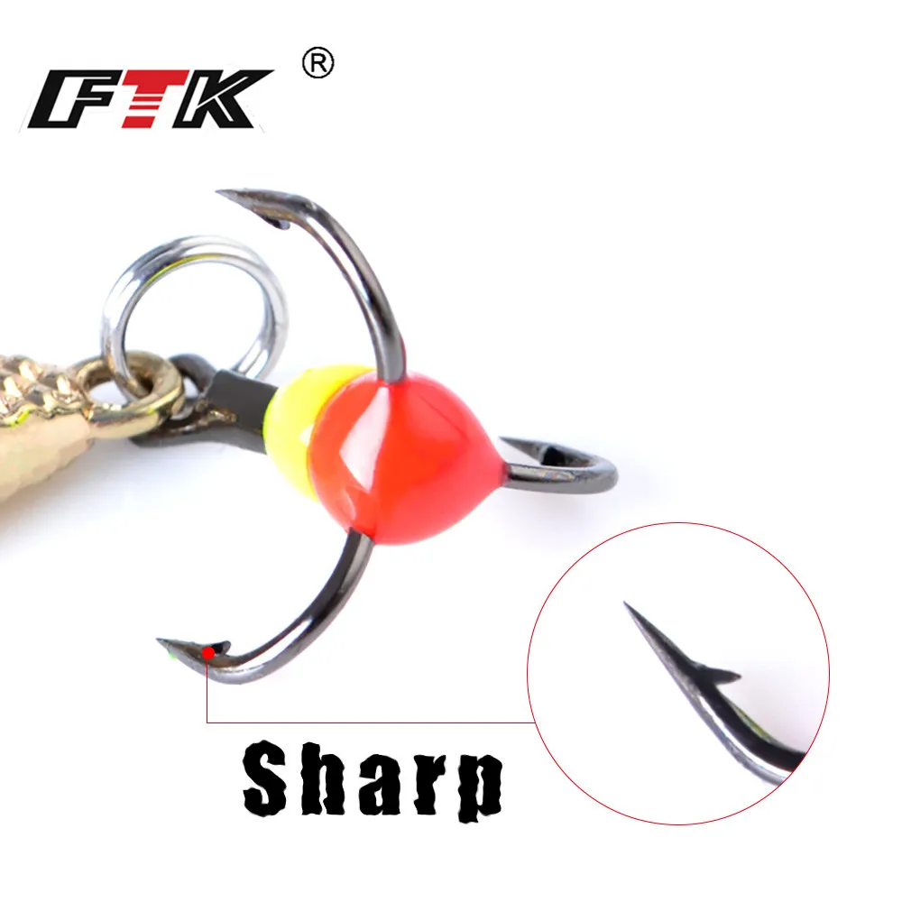 FTK 1pc Spoon Spinner Winter Ice Fishing Lure 55mm/6g Gold Silver Metal  Fishing Bait Treble Hook Hard lures For Trout Pike