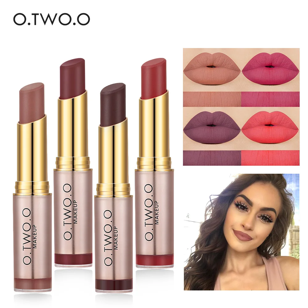 O.TWO.O 2 in 1 Matte Lipstick+Lip Gloss Lips Makeup Cosmetics Waterproof 12 Colors Choose