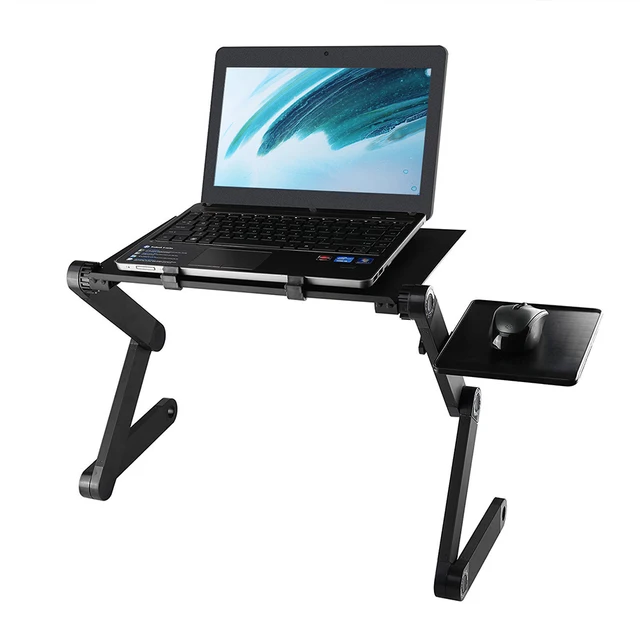 360 Degree Adjustable Ergonomic Foldable Black Aluminium Lapdesk Laptop