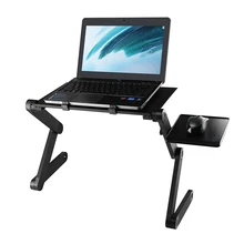 360 Degree Adjustable Ergonomic Foldable Black Aluminium Lapdesk Laptop Table Notebook Desk With Mouse Tray For Bed Sofa
