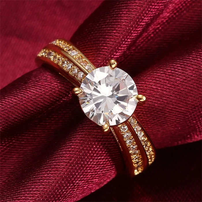 YHAMNI New Fashion Real 24K Yellow Gold Filled Engagement Ring Arrows 2 Carat CZ Diamant Zircon Wedding Rings For Women YH548