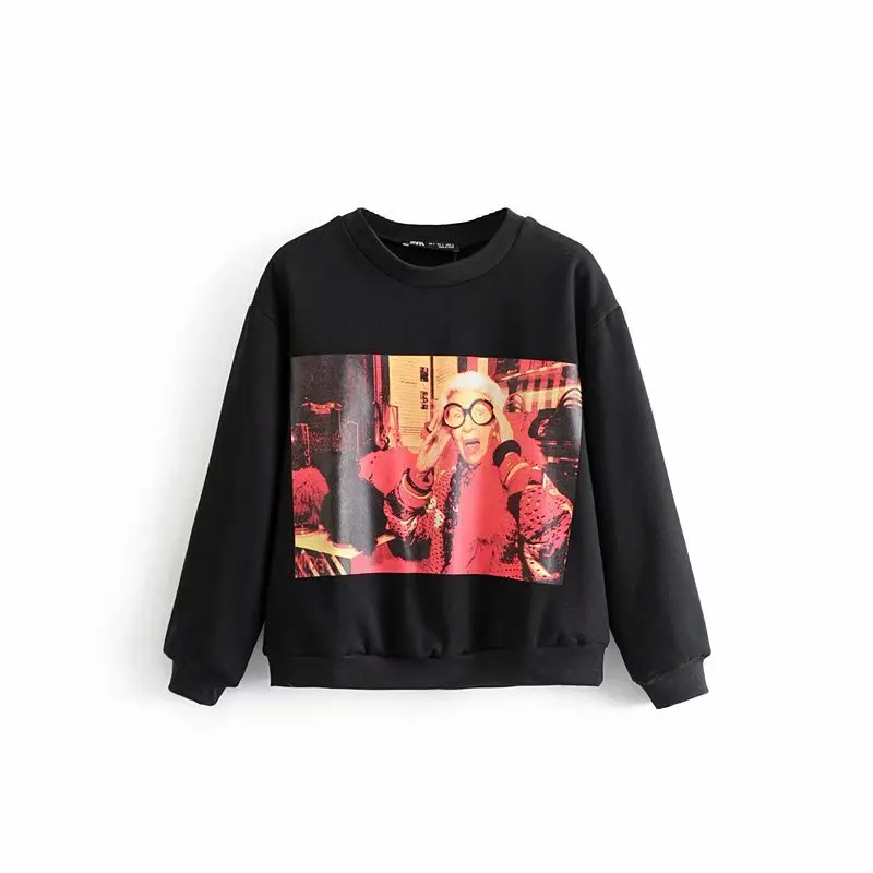 Preise Neue Mode Schwarz Kühlen Druck Ropa Mujer Sweatshirt Lange Ärmeln Streetwear Casual Tops