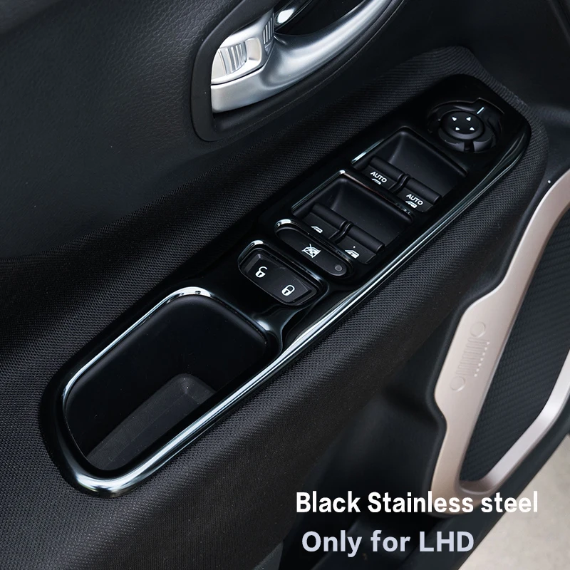 

FOR 2015-16 JEEP Renegade accessory inside door handle holder window control switch ABS Chromium/Stainless steel trim 4pcs