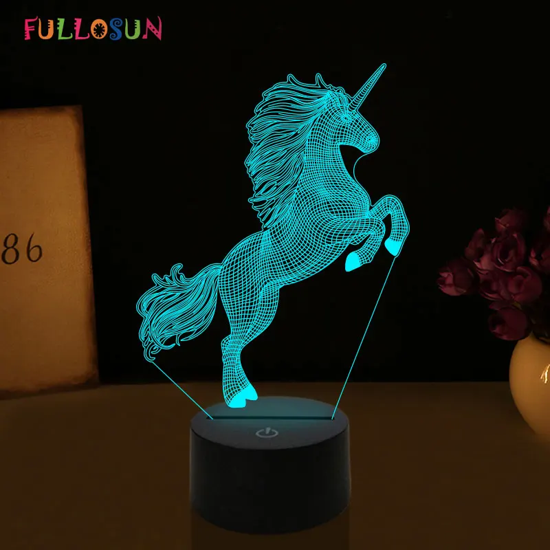 Kawaii Единорог светодиодный 3d-ночник романтический подарок 7 цветов настольная лампа спальня декор свет для подружек детей игрушки новинка