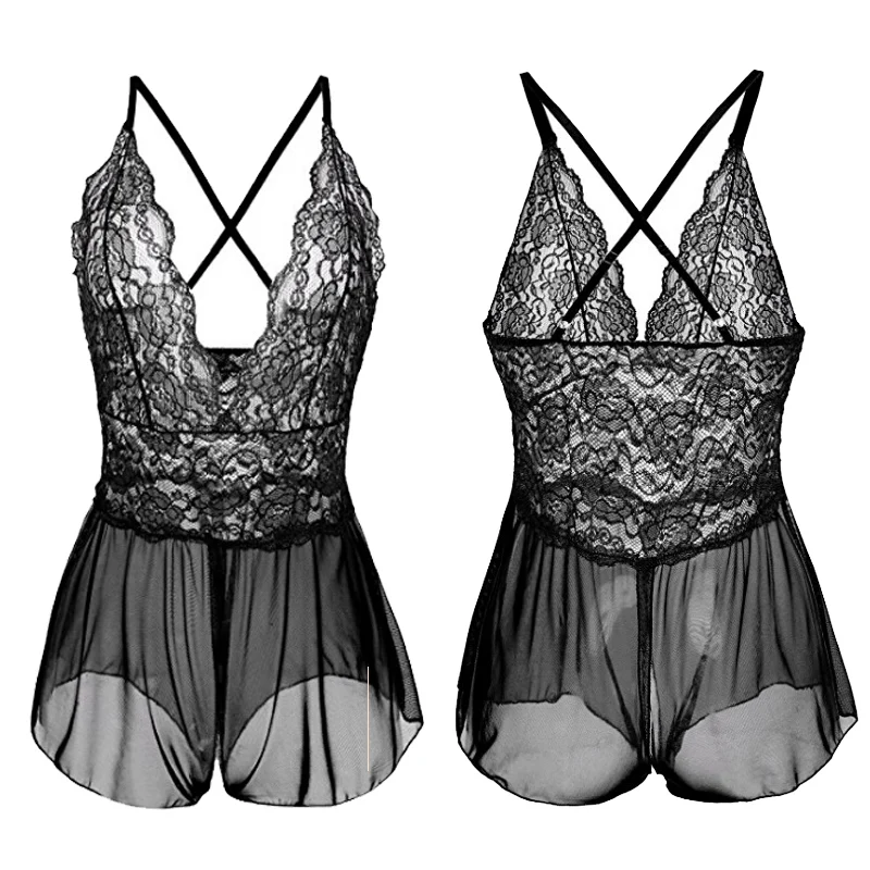 Горячее женское нижнее белье Babydoll Ночное белье сексуальное кружевное платье с v-образным вырезом стринги ночное белье комбинезон 4 цвета