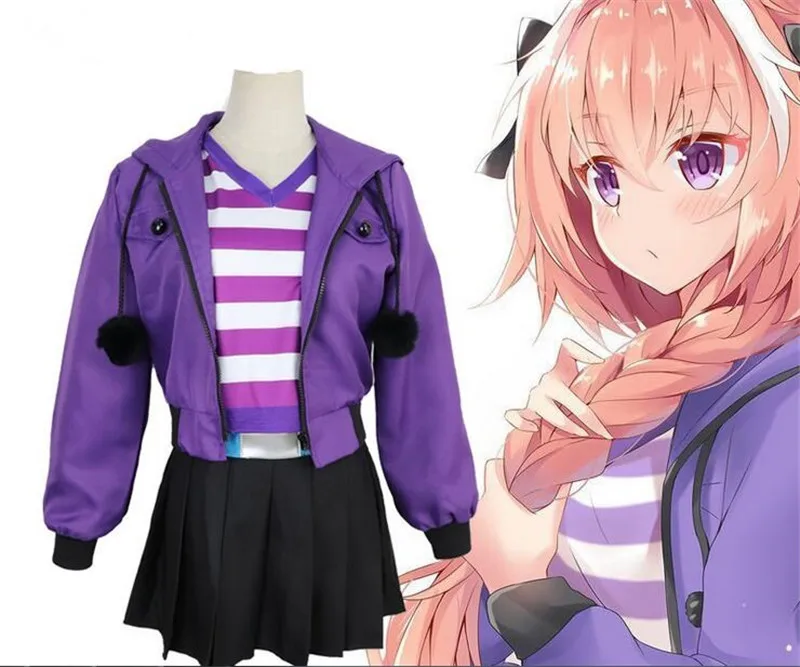 Coshome Fate Apocrypha Astolfo костюмы для косплея розовый парик женский фиолетовый пиджак