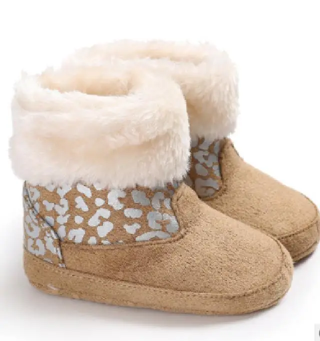 На зимнем меху теплая обувь мягкие хлопковые сапоги; теплые красивые детские ботинки Новинка для новорожденных; обувь для маленьких мальчиков и девочек - Цвет: Бежевый