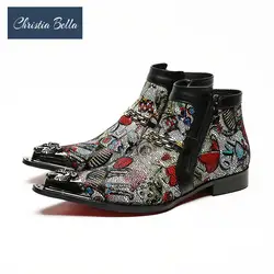 Christia Bella/строгие Мужские модельные ботинки из натуральной кожи, Дизайнерские Мужские модельные туфли, Зимние ботильоны, роскошные