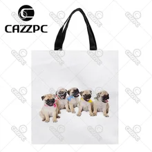 Милый маленький бульдог животное индивидуальный принт водонепроницаемый нейлон тканевая сумка-шоппер Подарочная сумка Упаковка из 2