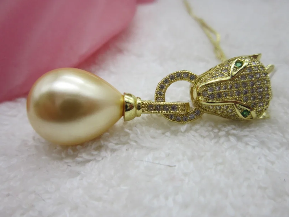 AAA 16-18MM real natural South Sea gold shell Pearl Necklace 17-18