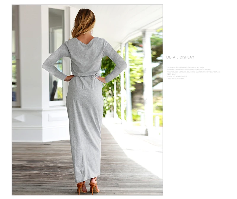 Autumn Bodycon Dress Women Sexy Split Bandage Long Sleeve Plus Size Casual Vestidos Mujer 2018 Maxi Asymmetrical O-neck Dresses  (41)